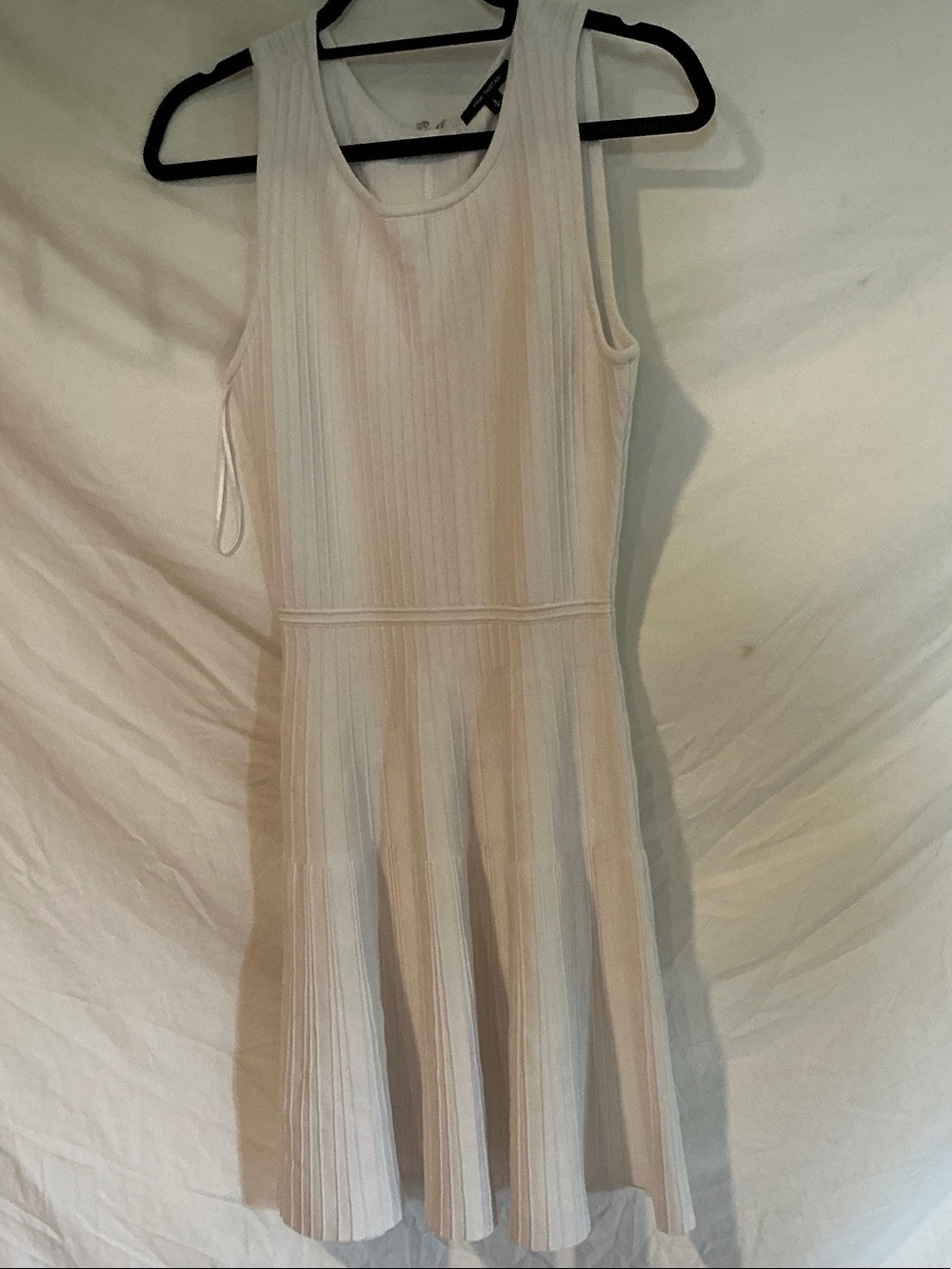 Sleeveless White Ribbed Fit-and-Flare Dress
